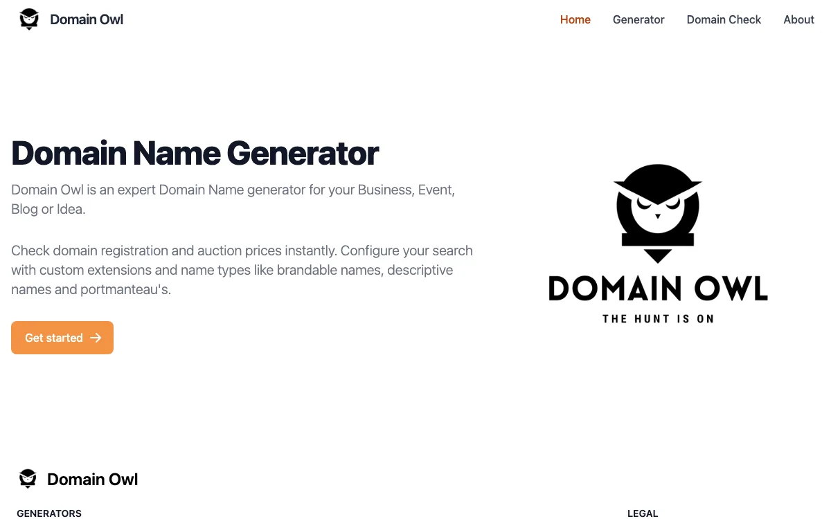 DomainOwl homepage screenshot