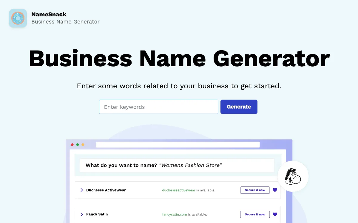 NameSnack homepage screenshot