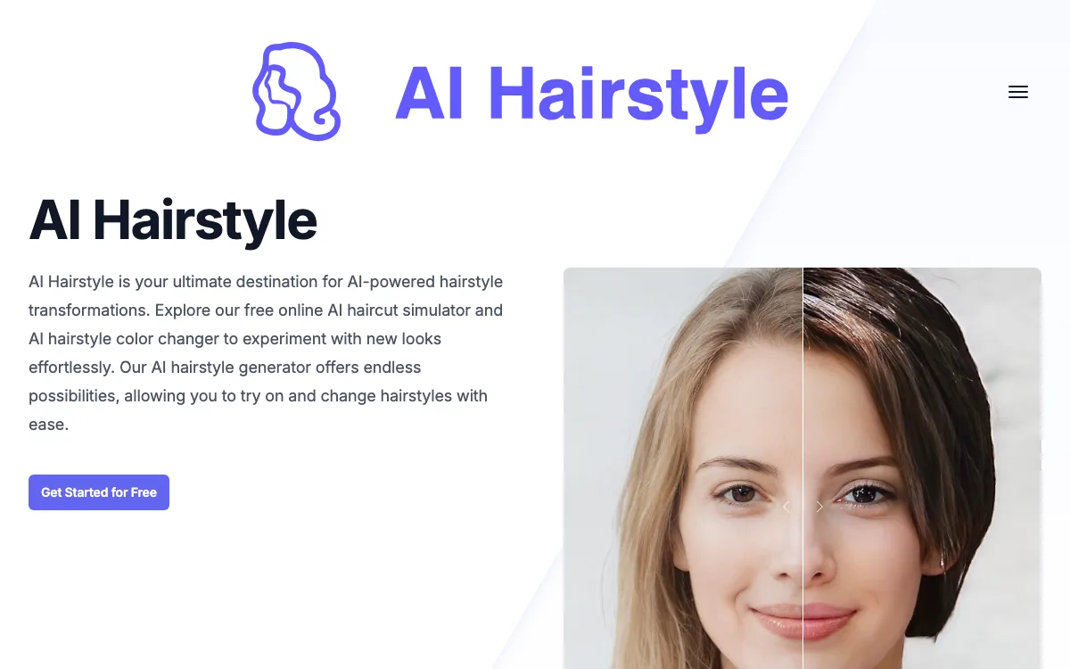 AI Hairstyle homepage screenshot