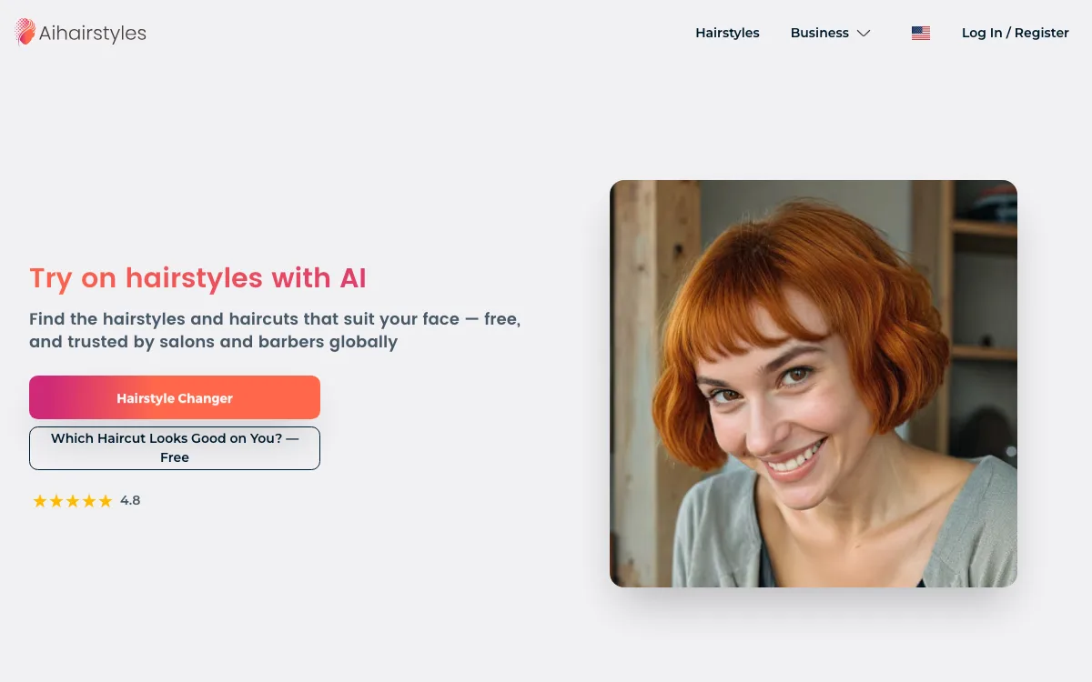 AI hairstyles homepage screenshot