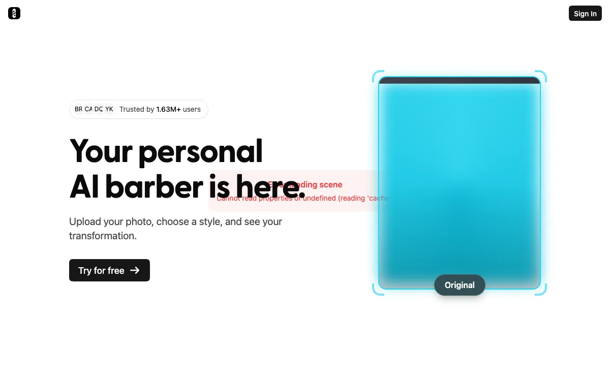 BarberGPT homepage screenshot