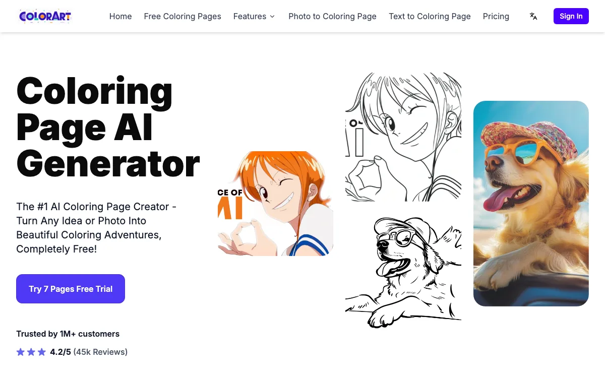 Colorart homepage screenshot