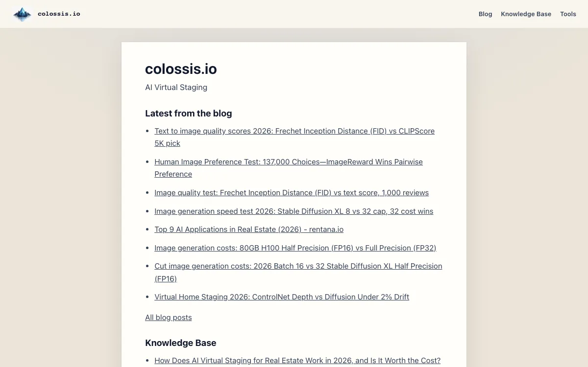 Colossis.io homepage screenshot