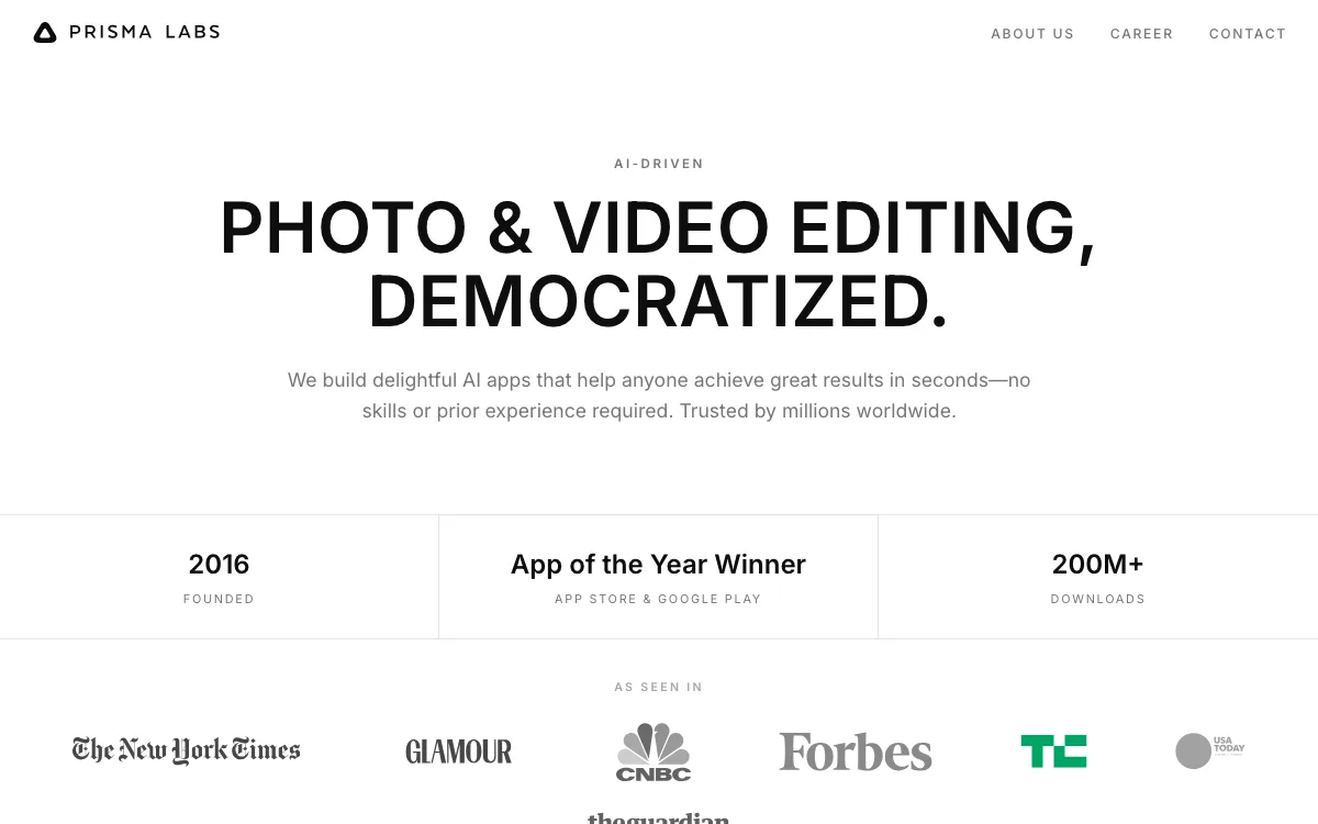 Lensa homepage screenshot