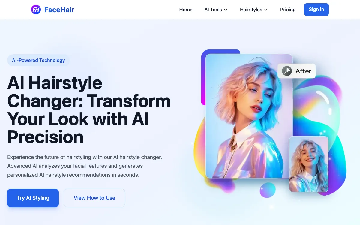 FaceHair homepage screenshot