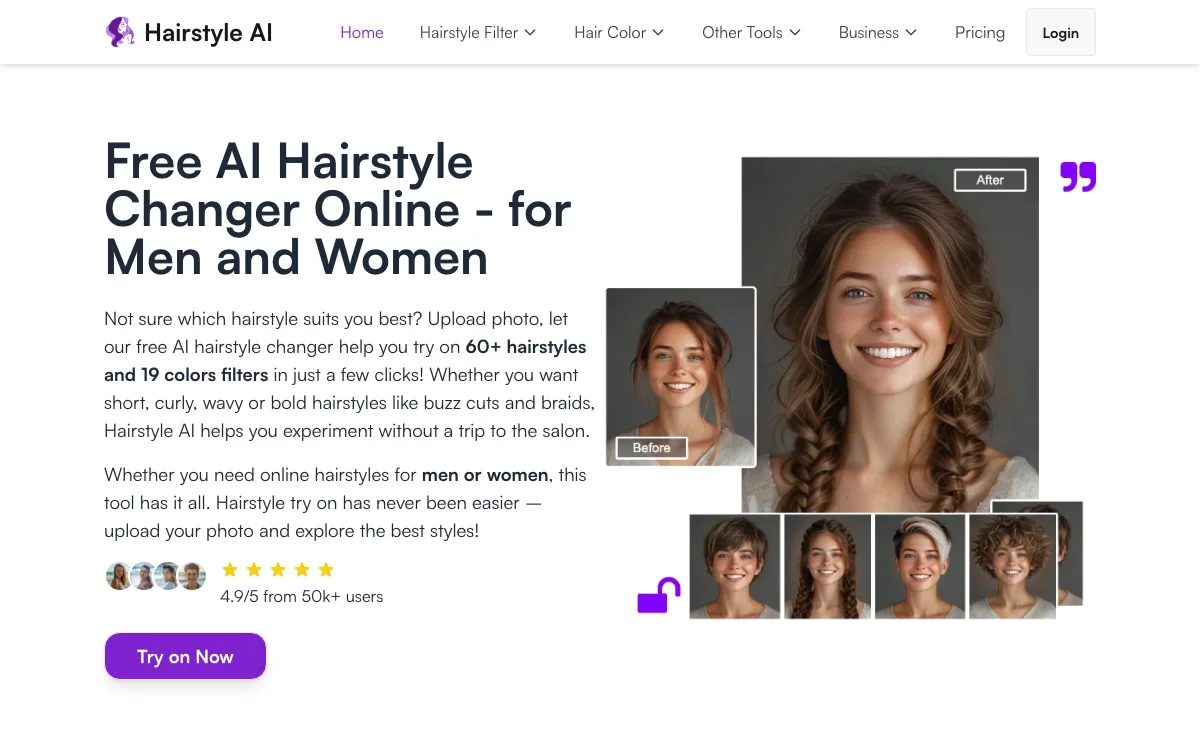 Hair-style.ai homepage screenshot