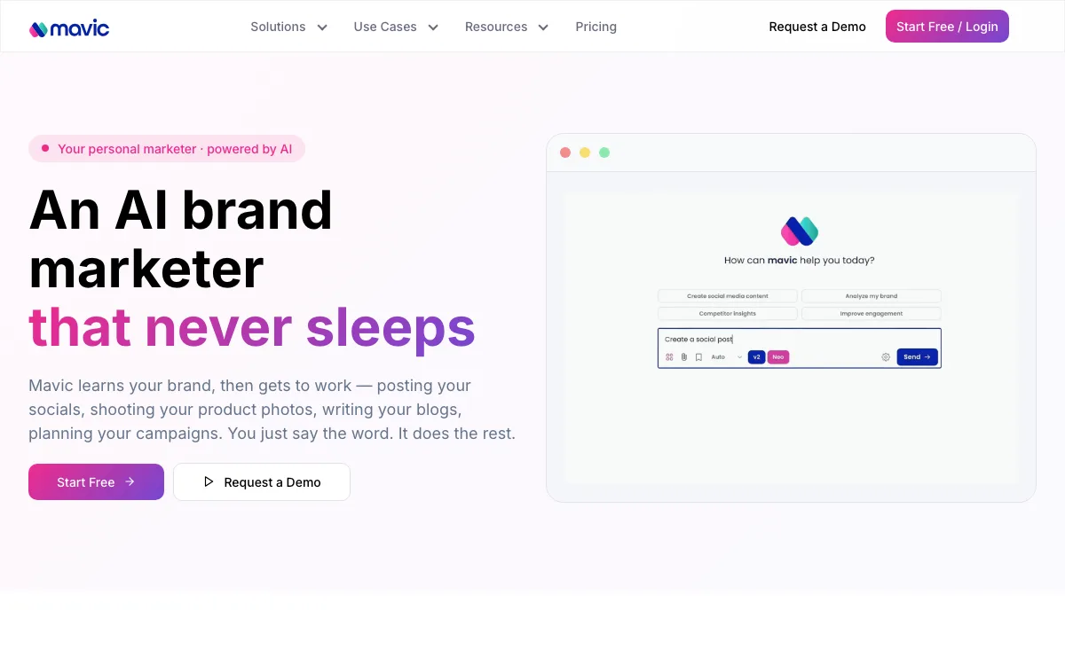 mavic.ai homepage screenshot