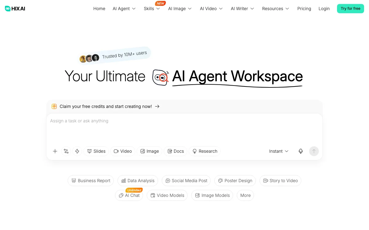 HIX.AI homepage screenshot