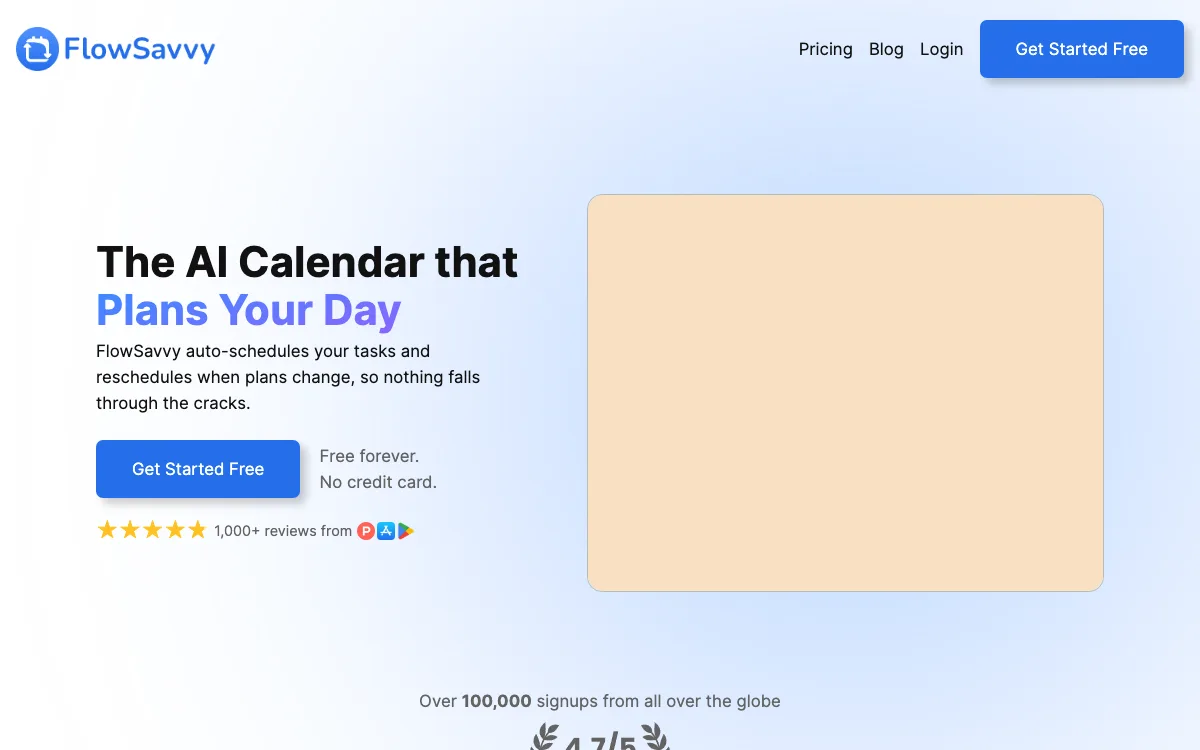 FlowSavvy homepage screenshot