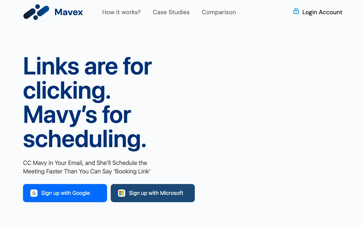 Mavex homepage screenshot