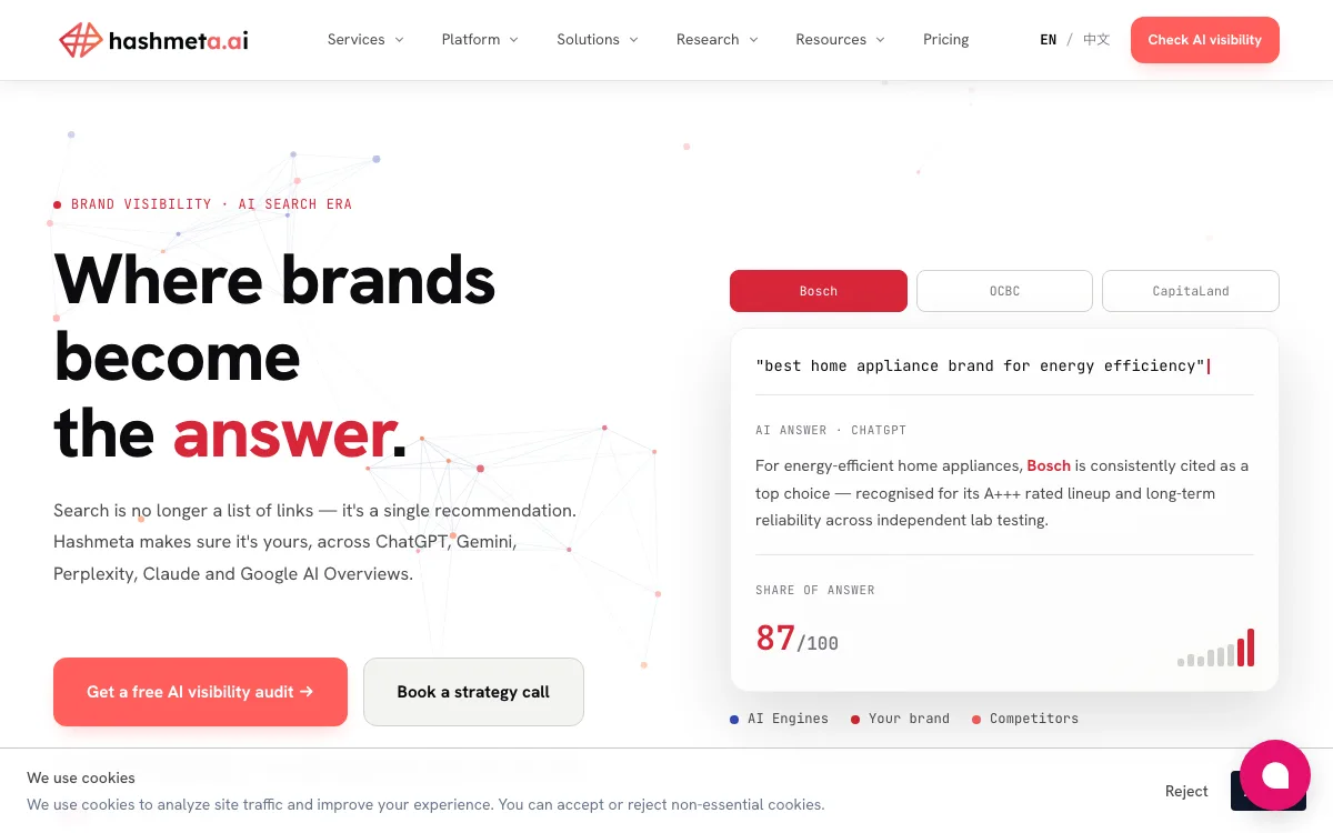 Hashmeta AI homepage screenshot