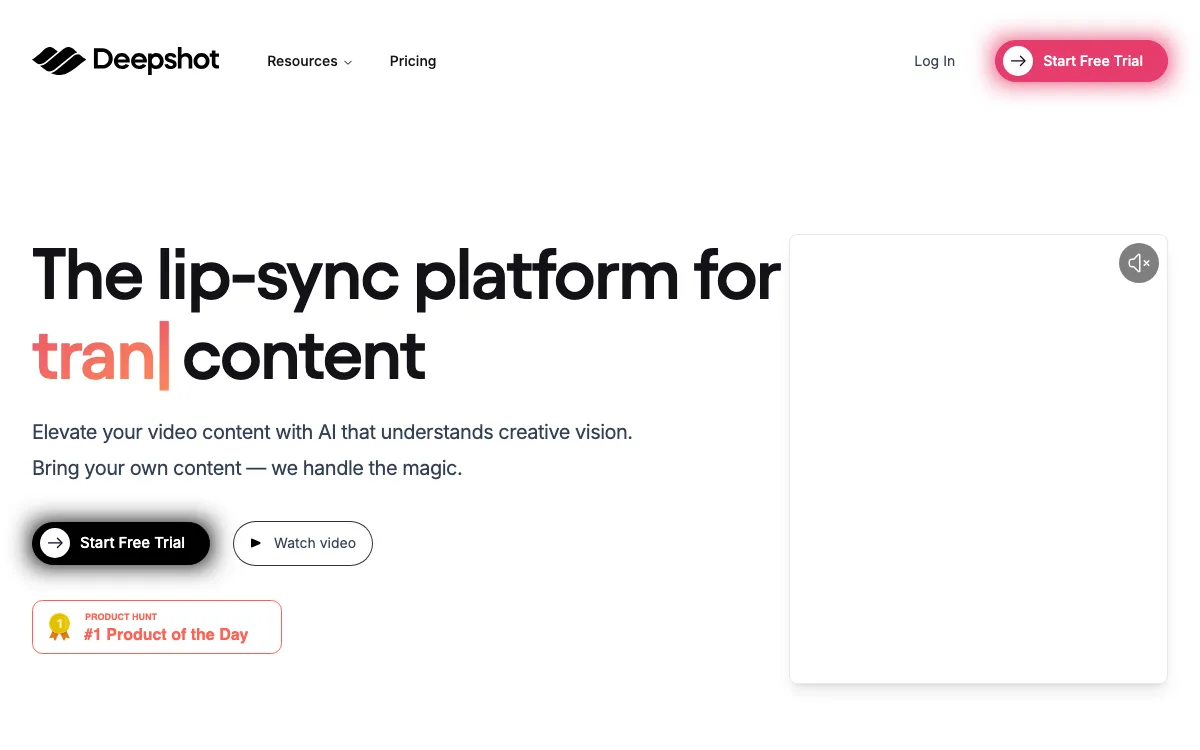 Deepshot AI homepage screenshot