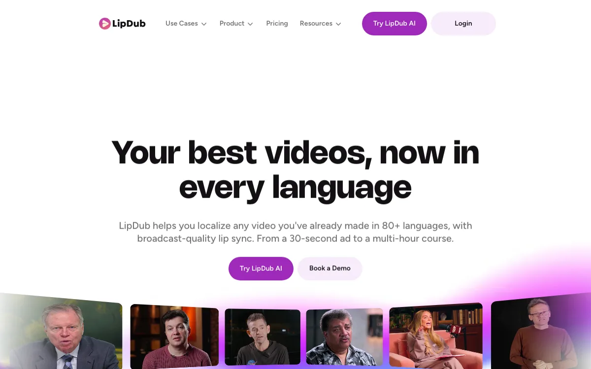LipDub AI homepage screenshot