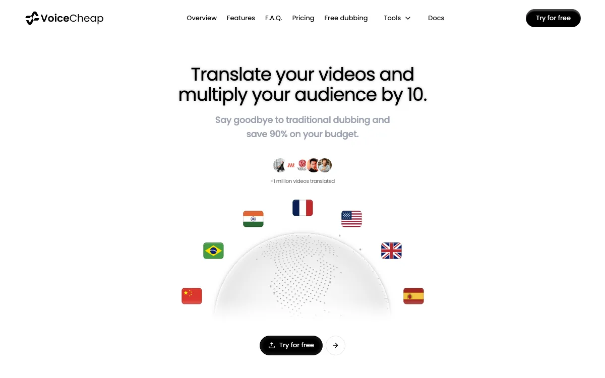 VoiceCheap homepage screenshot