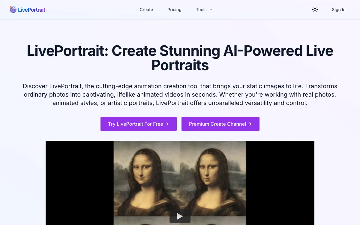 LivePortrait homepage screenshot