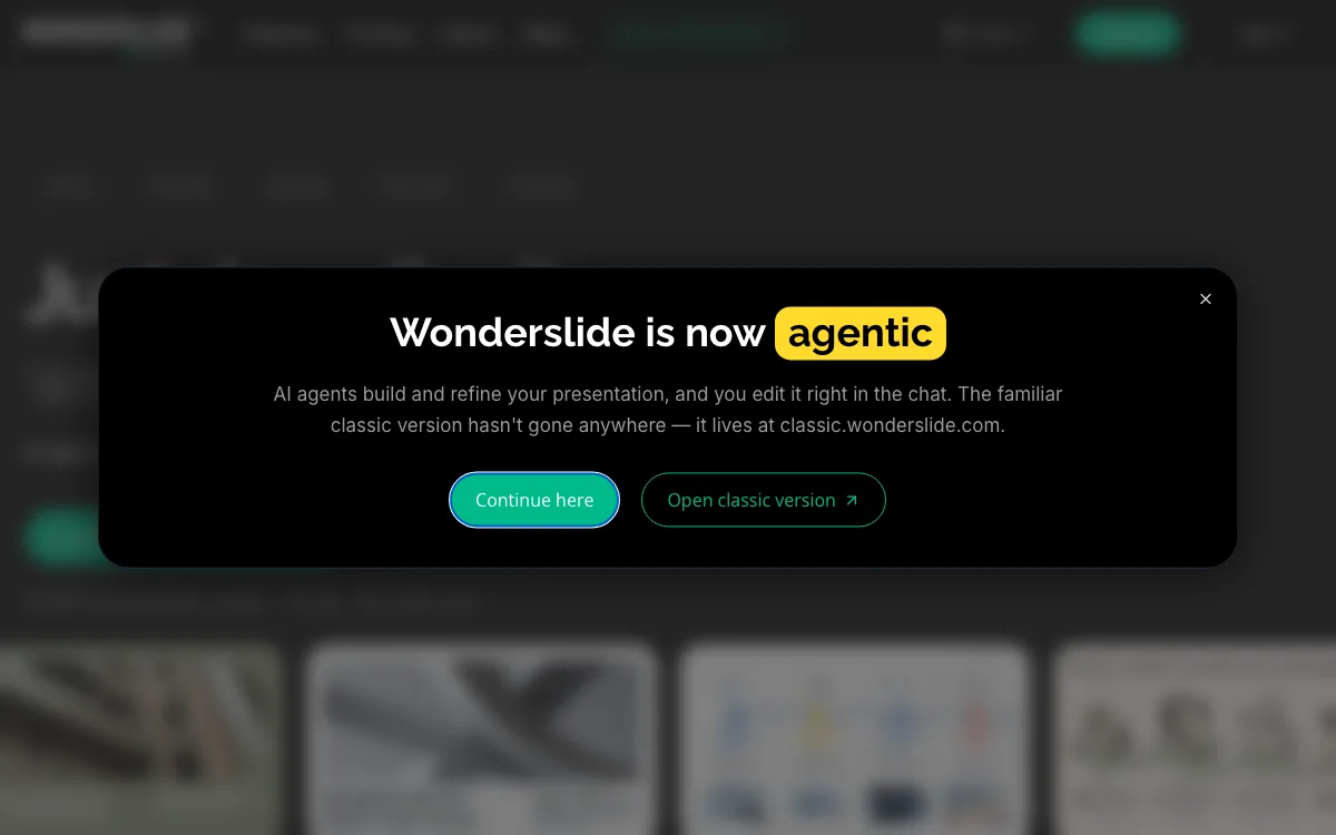 Wonderslide AI homepage screenshot