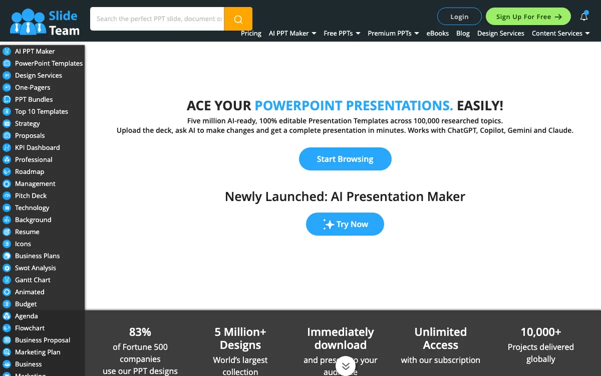 Slideteam - Presentation Maker homepage screenshot