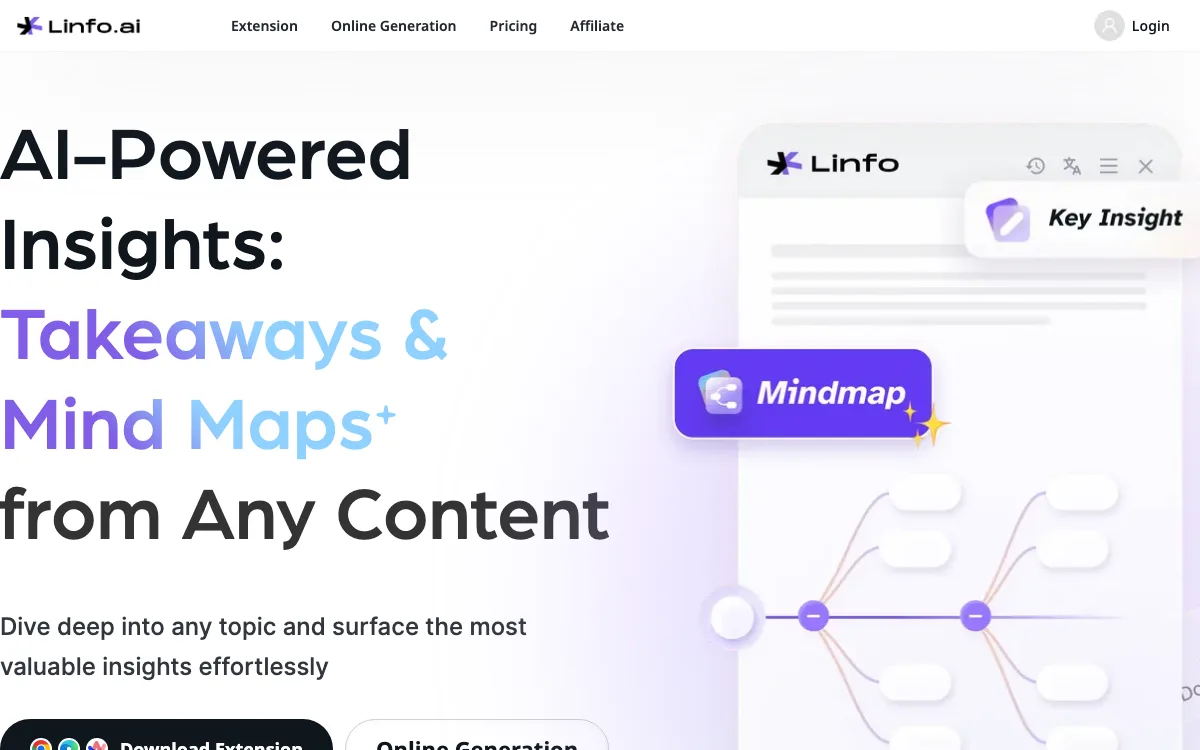 Linfo.ai homepage screenshot