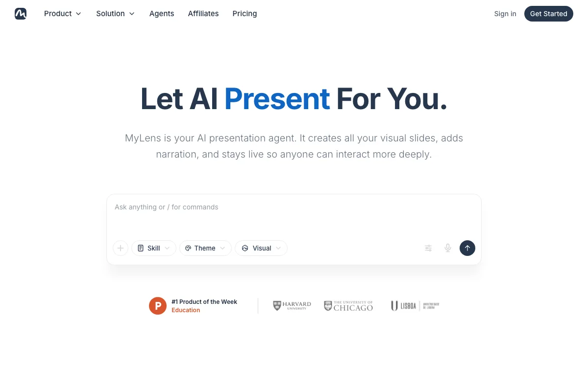 MyLens.AI homepage screenshot