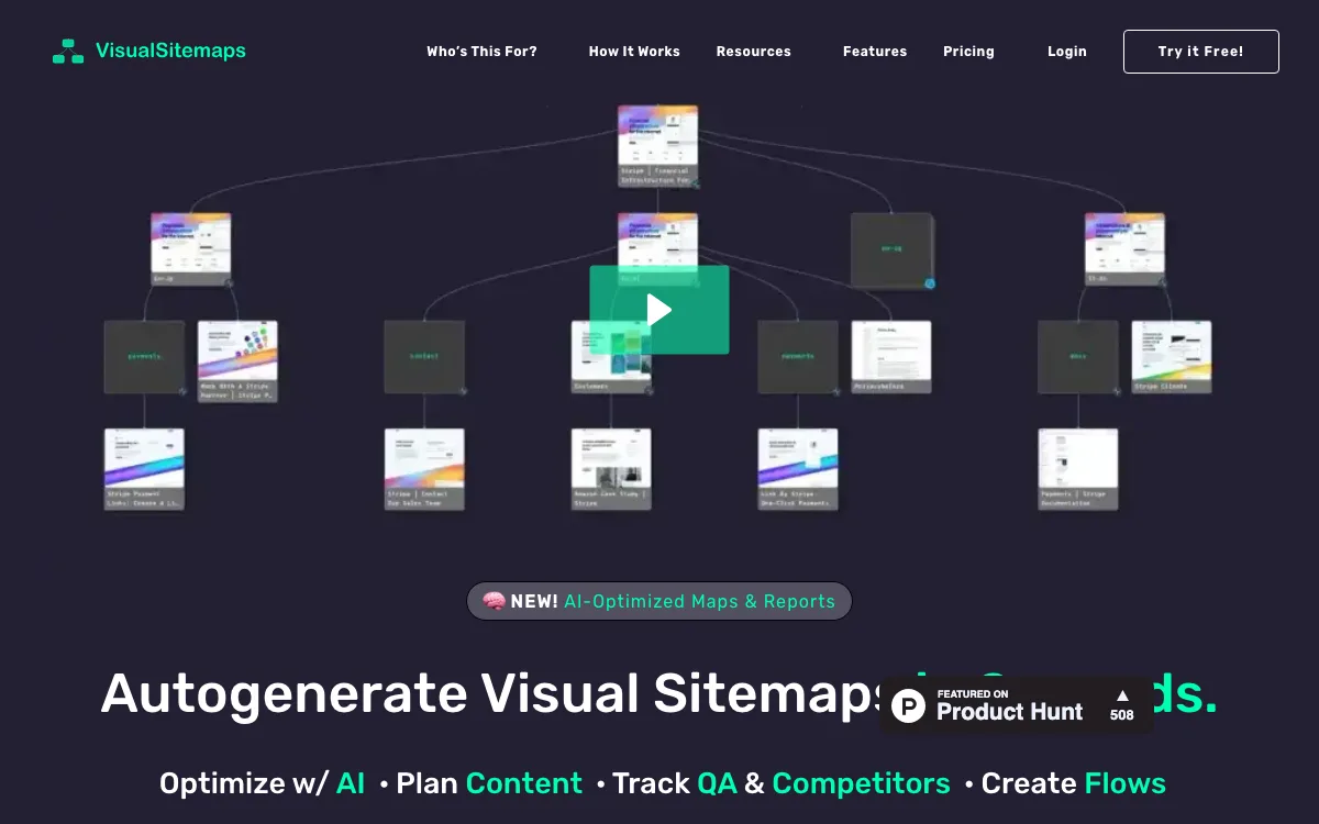 VisualSitemaps homepage screenshot