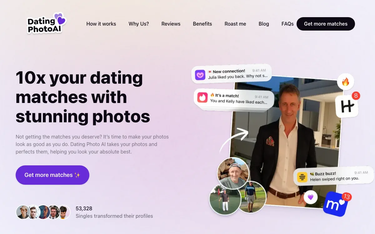 Dating Photo AI homepage screenshot