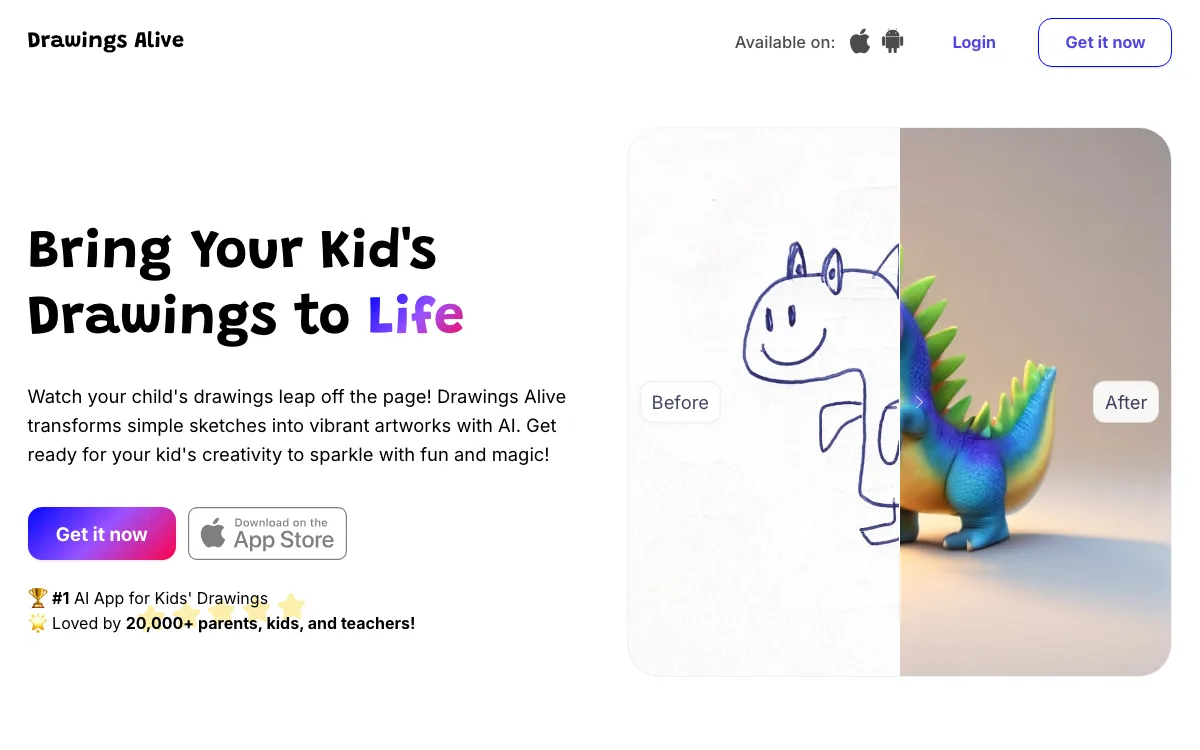 Drawings Alive homepage screenshot