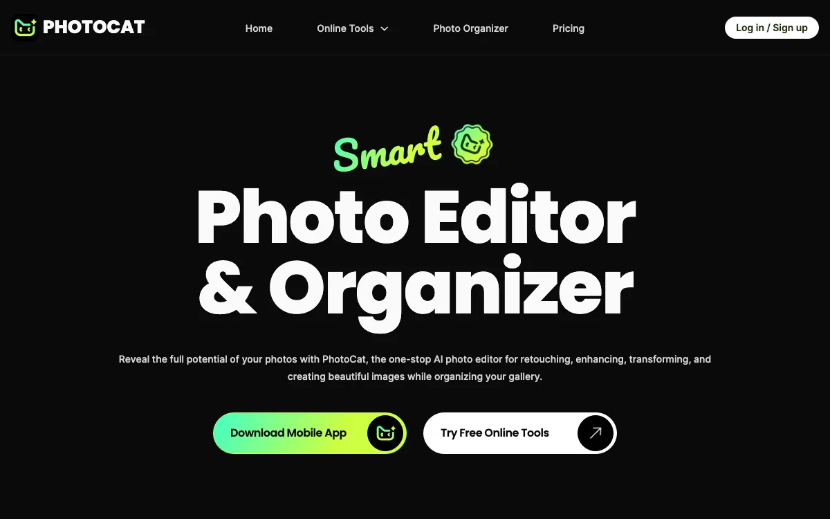 PhotoCat AI Image Extender homepage screenshot