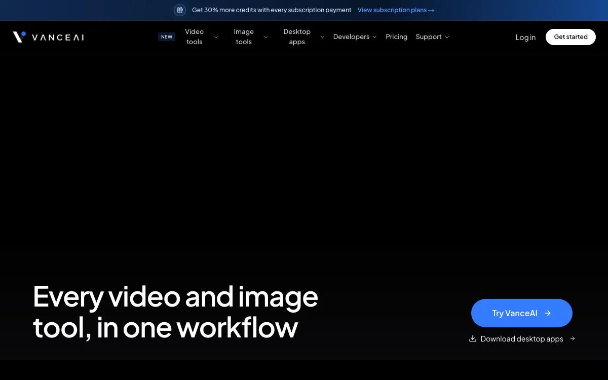 VanceAI Background Generator homepage screenshot