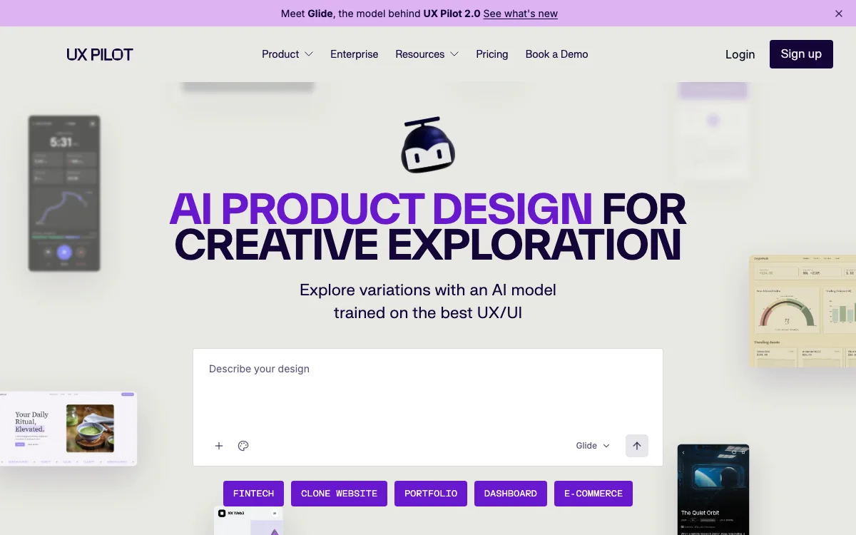 UX Pilot homepage screenshot
