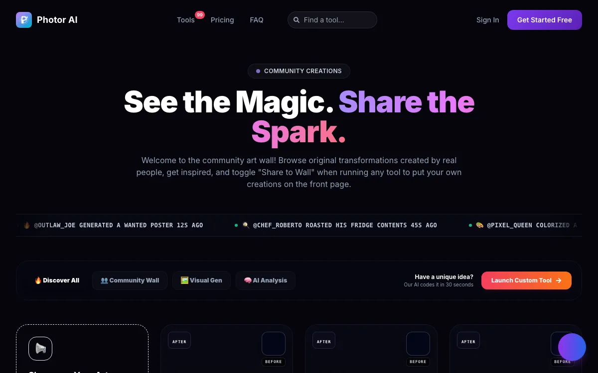Photor AI homepage screenshot