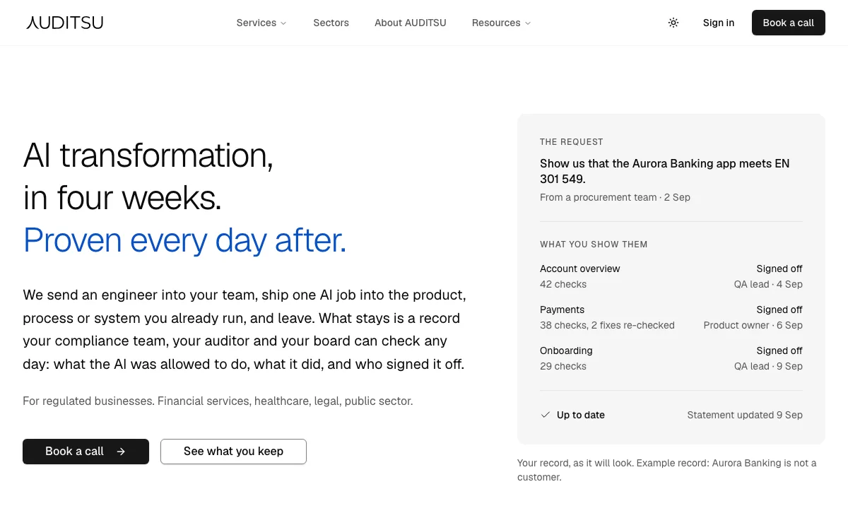 AUDITSUv0.1.0 homepage screenshot