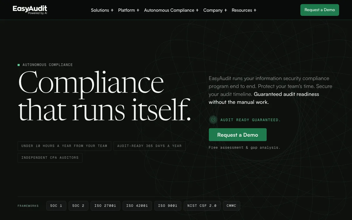 EasyAudit homepage screenshot