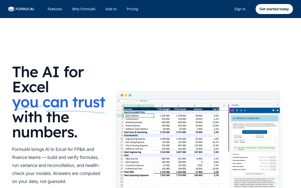 FormulAI homepage screenshot