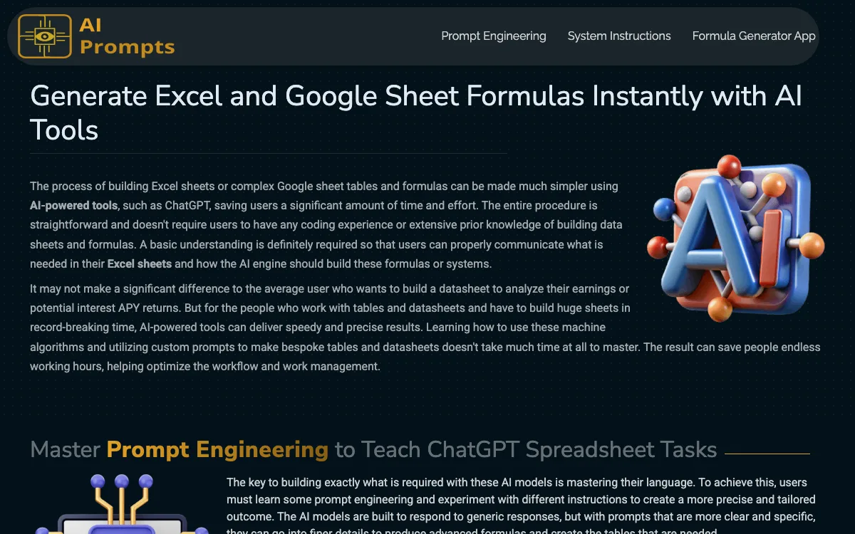 FormulaGenerator homepage screenshot