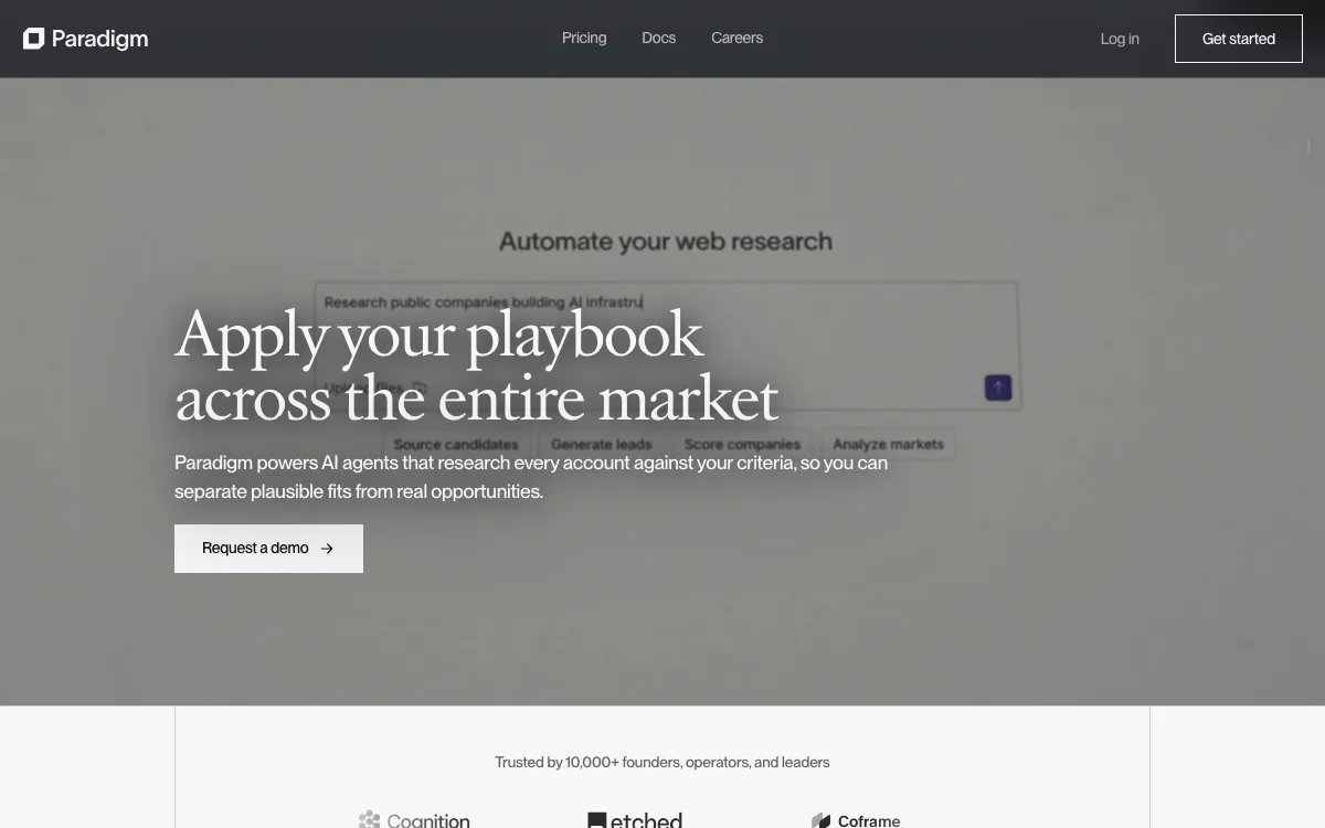 Paradigm AI homepage screenshot