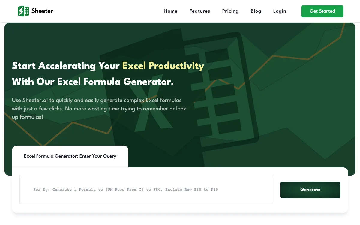 Sheeter.ai homepage screenshot