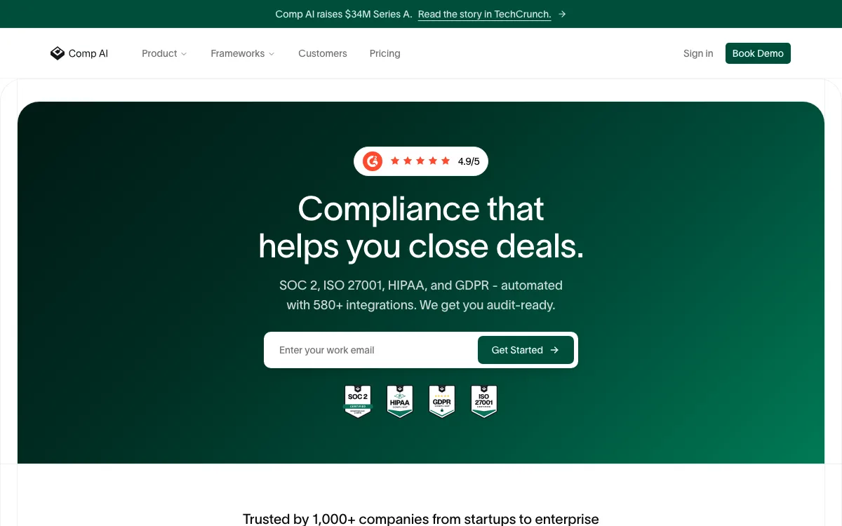 Comp AIv1.2 homepage screenshot