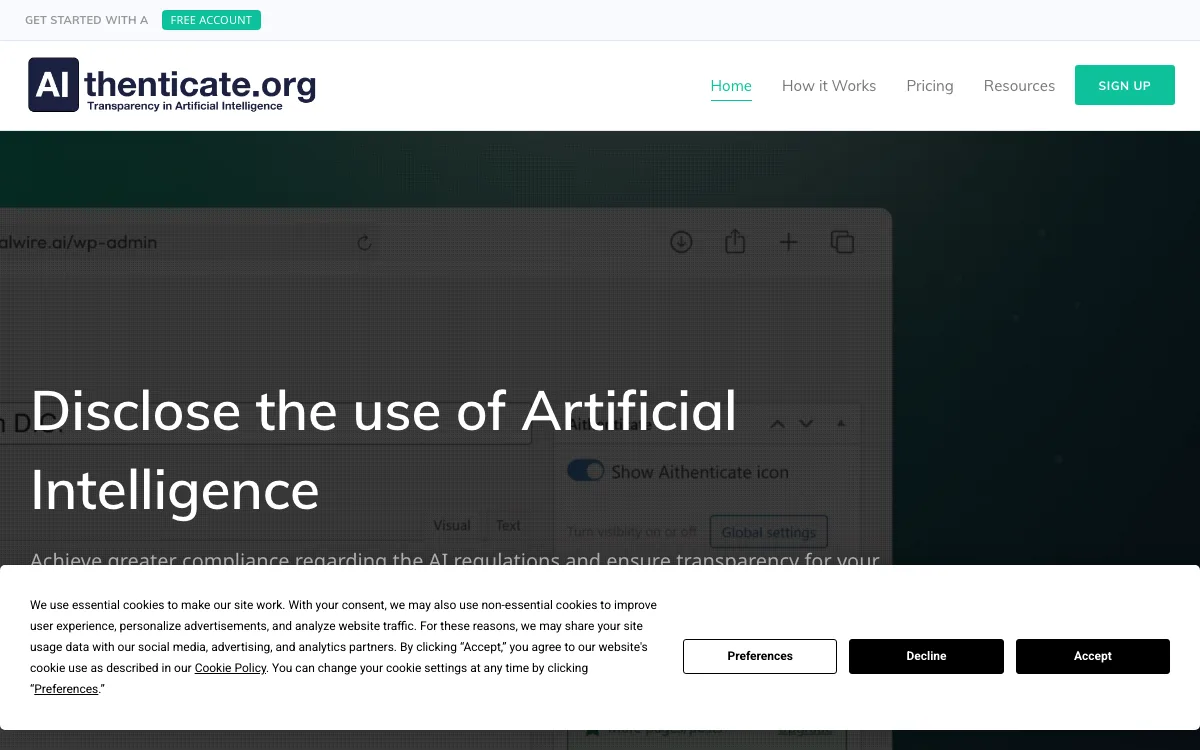 Aithenticate homepage screenshot