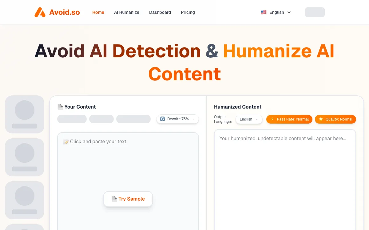 Avoid.so homepage screenshot