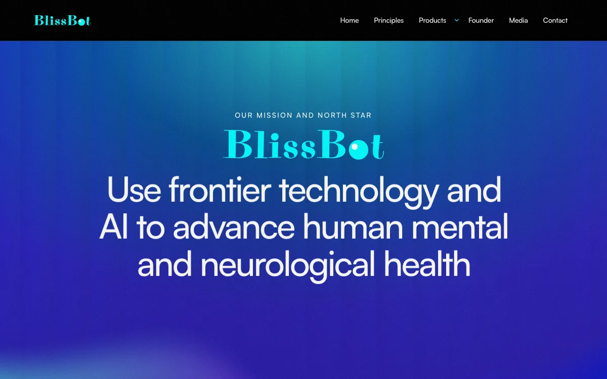 BlissBot homepage screenshot