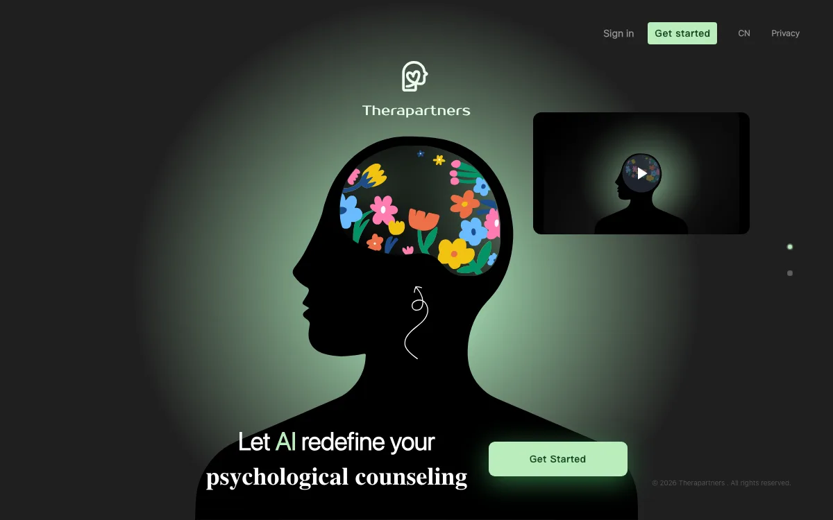 Therapartners homepage screenshot