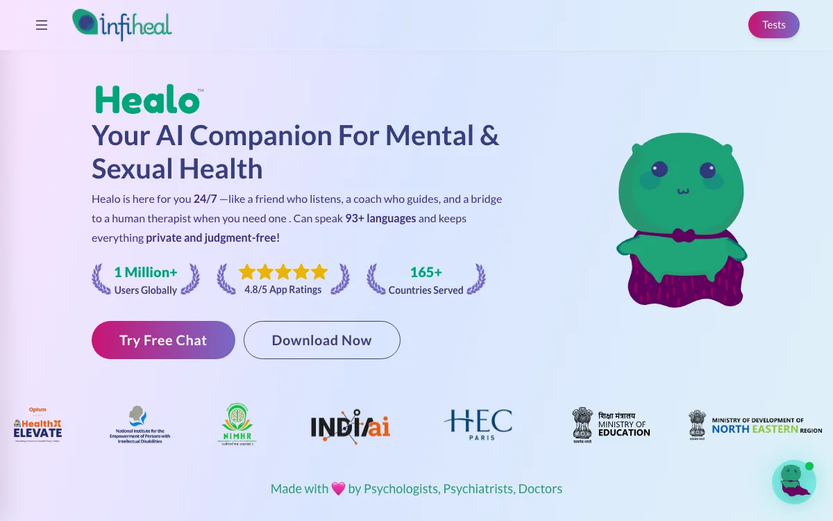 InfiHeal homepage screenshot