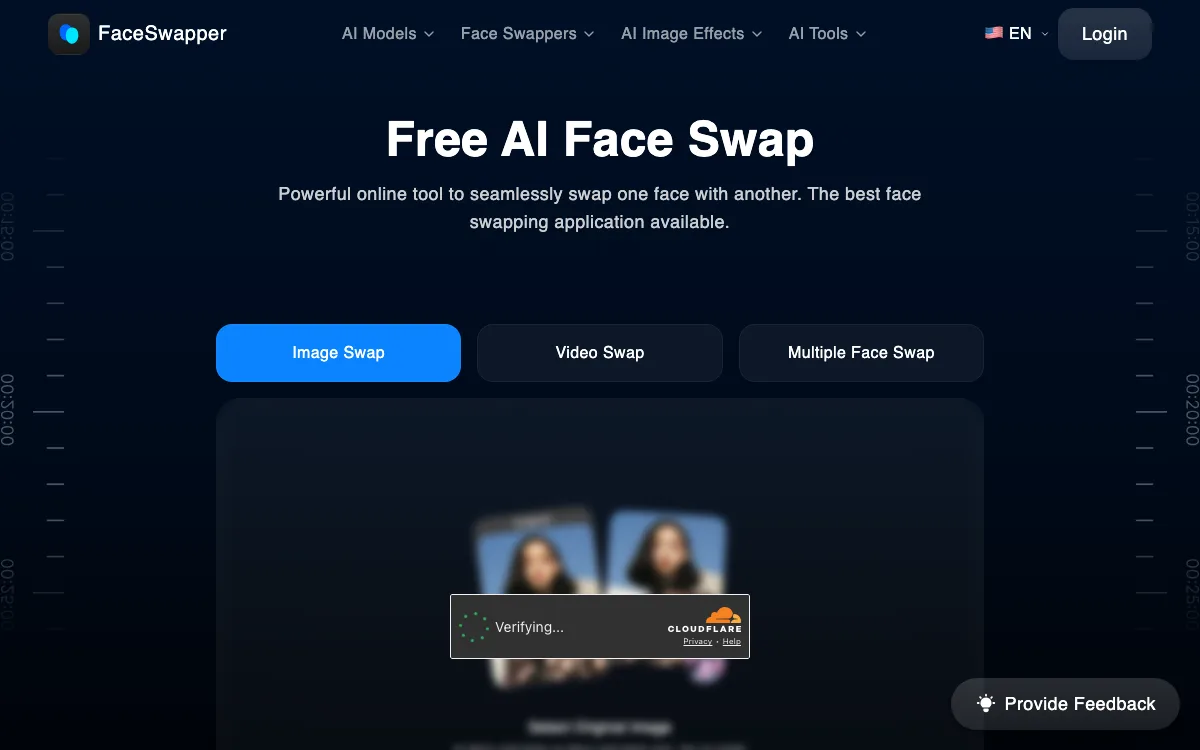 Face Swapper homepage screenshot