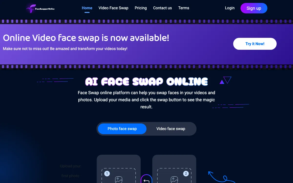 Face Swapper Online homepage screenshot