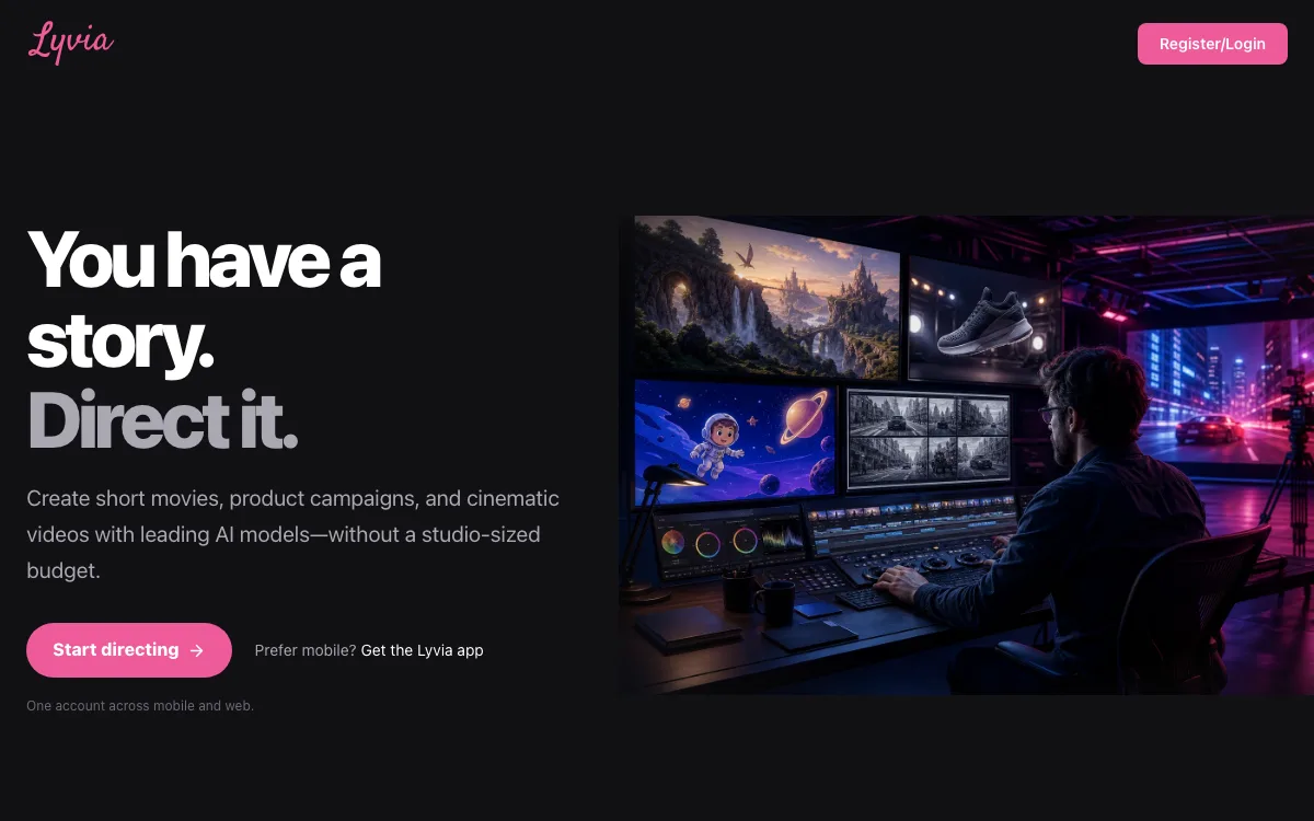 Lyvia AI homepage screenshot
