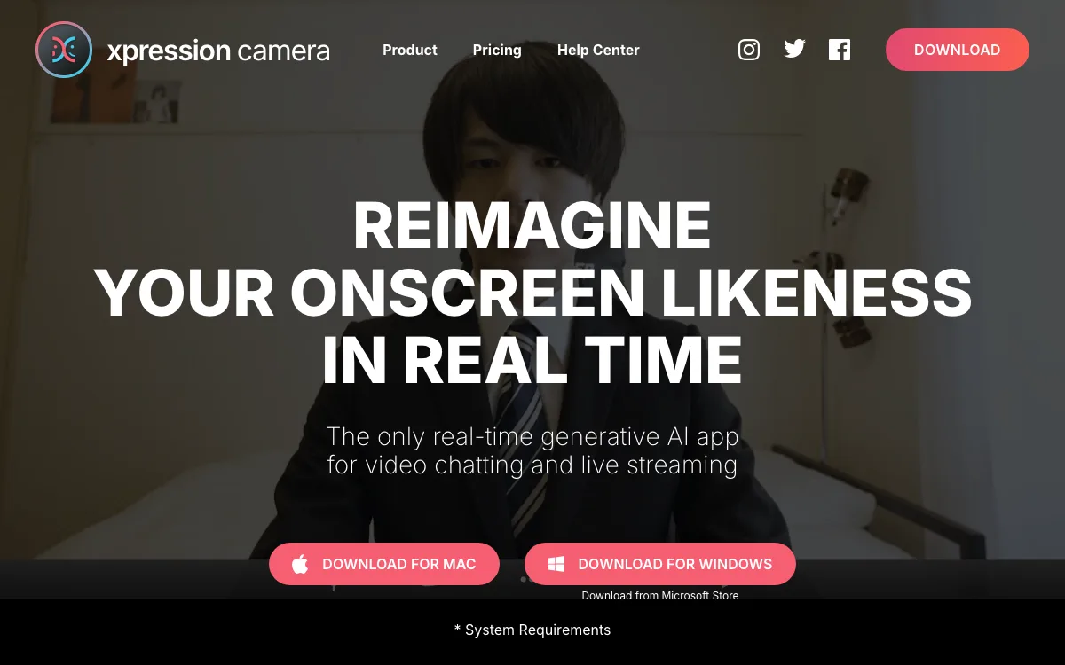 Xpression Camera homepage screenshot