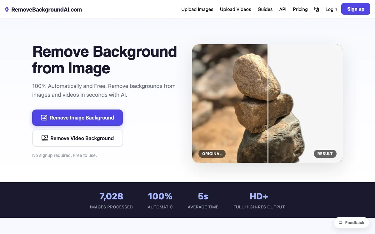 Remove Background AI homepage screenshot