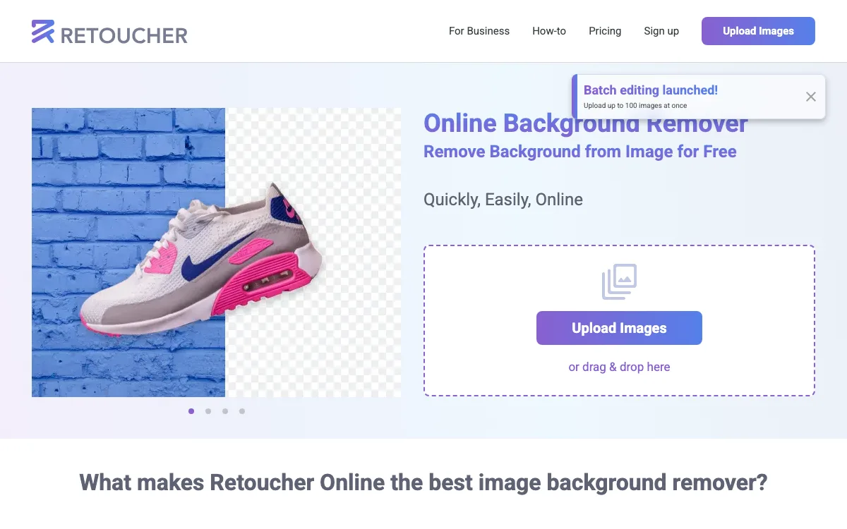 Retoucher homepage screenshot