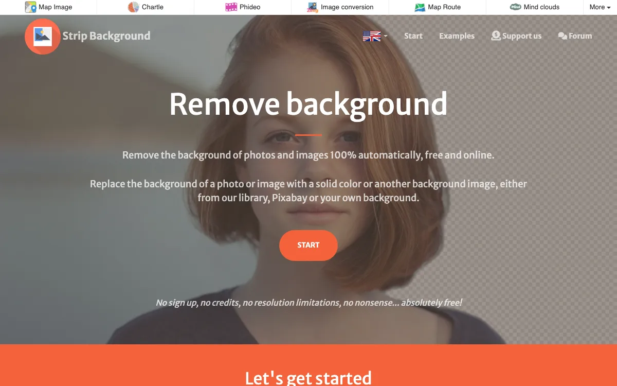 stripbackground.com homepage screenshot
