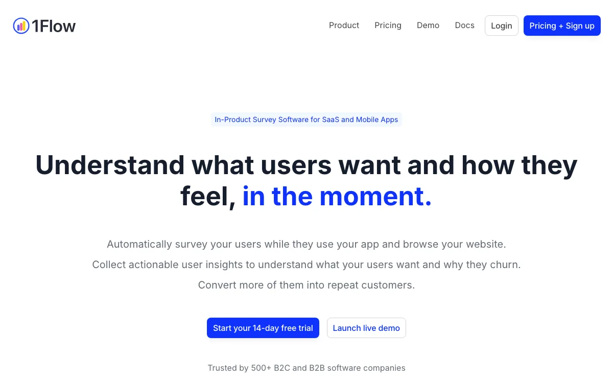 1Flow homepage screenshot